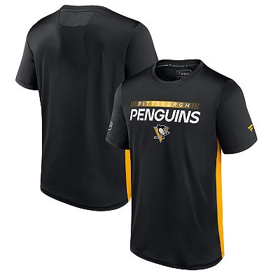 Men's Fanatics Branded Black/Gold Pittsburgh Penguins Authentic Pro Rink Tech T-Shirt