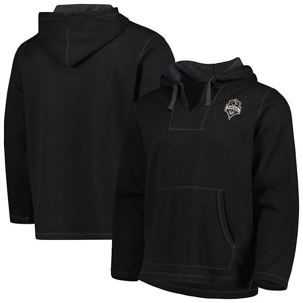 Men's Black Seattle Sounders FC Baja Fleece VNeck Pullover Hoodie