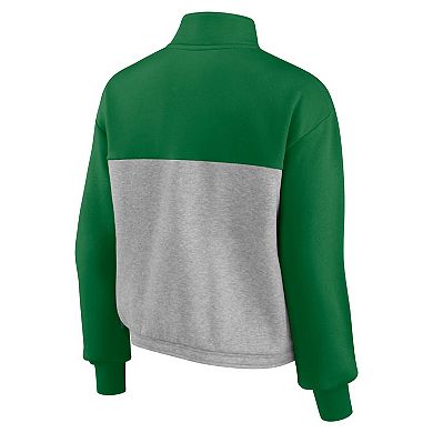 Women's Fanatics Branded Green/Heathered Gray Oregon Ducks Sideline to Sideline Colorblock Quarter-Zip Jacket