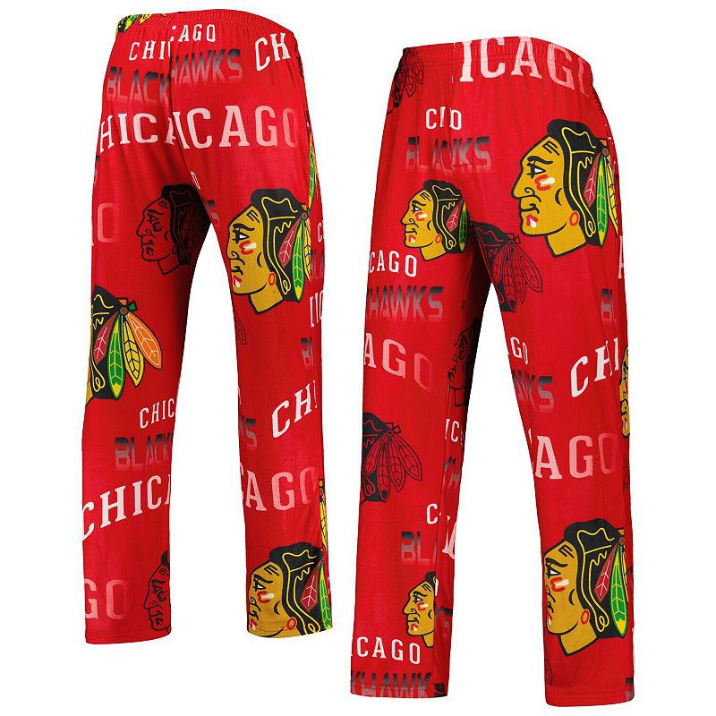 Mens Concepts Sport Red Chicago Blackhawks Windfall Allover Microfleece Pa