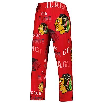 Men's Concepts Sport Red Chicago Blackhawks Windfall Allover Microfleece Pajama Pants