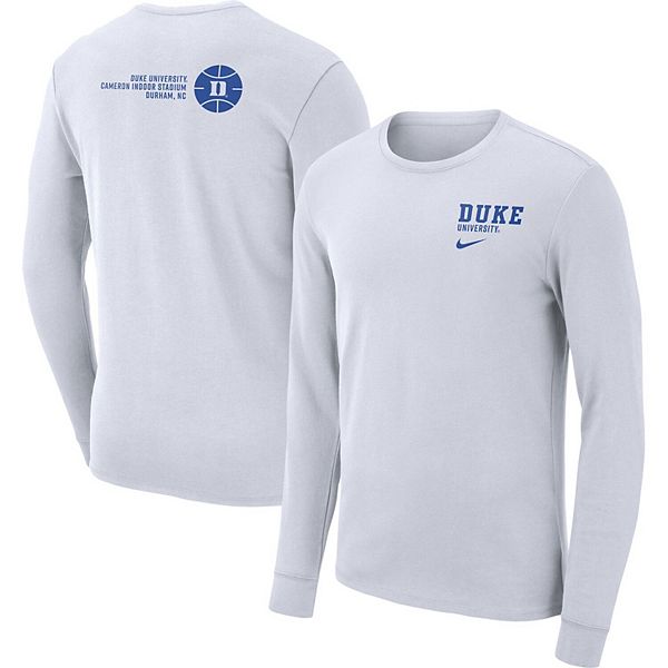 Men's Nike White Duke Blue Devils Basketball Drop Legend Long Sleeve  Performance T-Shirt