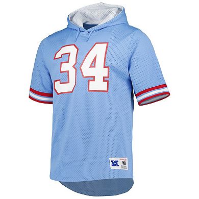 Men's Mitchell & Ness Earl Campbell Light Blue Houston Oilers Retired Player Mesh Name & Number Hoodie T-Shirt