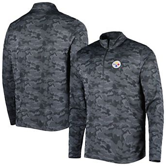 Men's Antigua Black Pittsburgh Steelers Brigade Quarter-Zip Sweatshirt