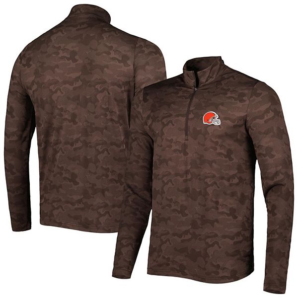 Men's Antigua Brown Cleveland Browns Brigade Quarter-Zip Sweatshirt