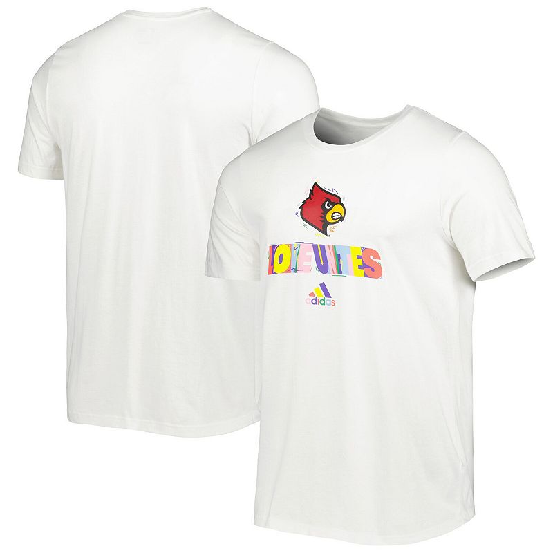 Mens adidas White Louisville Cardinals Pride Fresh T-Shirt, Size: Large, L
