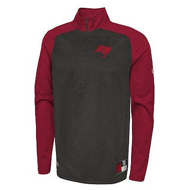 Men's New Era Black Tampa Bay Buccaneers Combine Authentic O-Line Raglan Half-Zip Jacket