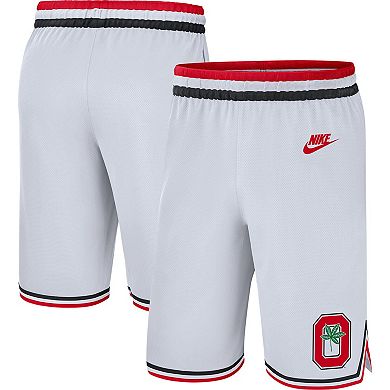 Men's Nike White Ohio State Buckeyes Retro Replica Performance Basketball Shorts