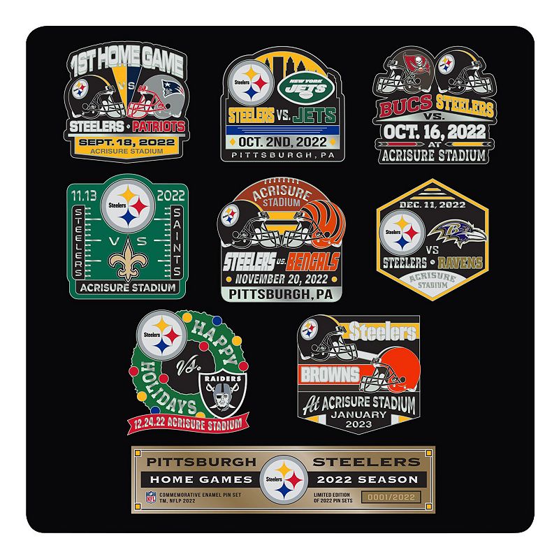 Mojo Pittsburgh Steelers 9-Pack Collector Pin Set, Adult Unisex, Multicolor