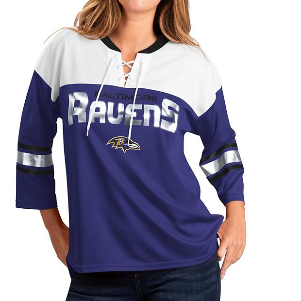 Women's G-III 4Her by Carl Banks Purple/White Baltimore Ravens Double Team  3/4-Sleeve
