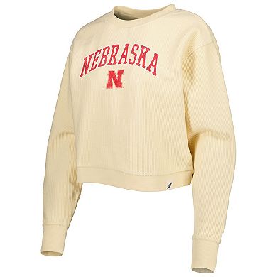 Women's League Collegiate Wear Cream Nebraska Huskers Classic Campus Corded Timber Sweatshirt