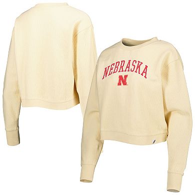 Women's League Collegiate Wear Cream Nebraska Huskers Classic Campus Corded Timber Sweatshirt