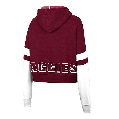 売れ筋商品|||コロシアム カットソー トップス レディース Women's Maroon Texas A&M Aggies Throwback Stripe Arch Logo Cropped Pullover Hoodie Maroon Women's Colosseum Maroon Texas A&M Aggies Throwback Stripe