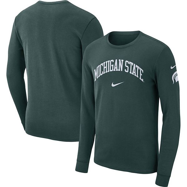 Men's Nike Green Michigan State Spartans Arch 2-Hit Long Sleeve T-Shirt