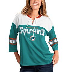 Women's G-III 4Her by Carl Banks Aqua Miami Dolphins Post Season V-Neck  T-Shirt