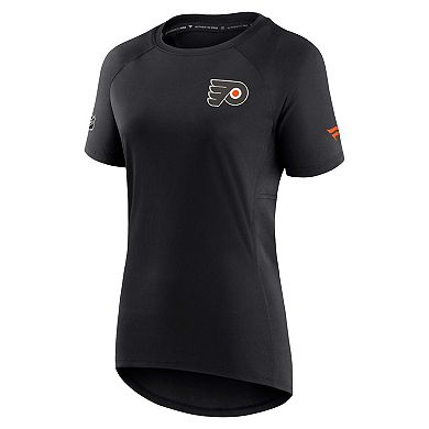 Women's Fanatics Branded Black Philadelphia Flyers Authentic Pro Rink Raglan Tech T-Shirt
