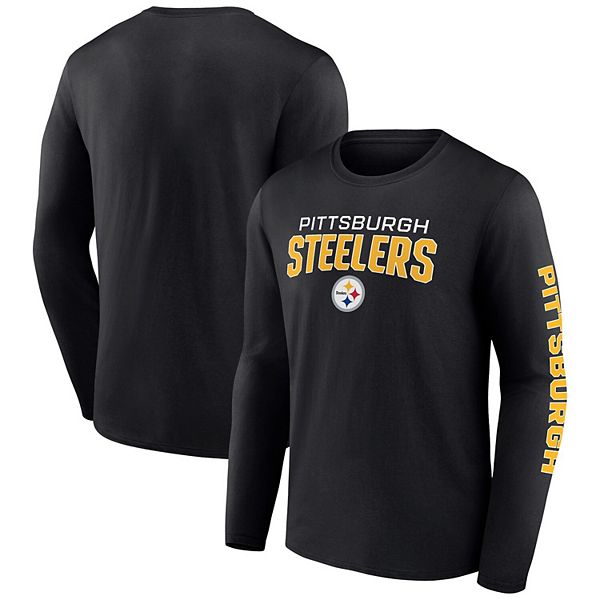 Men's Fanatics Branded Black Pittsburgh Steelers Wordmark Go the Distance Long  Sleeve T-Shirt