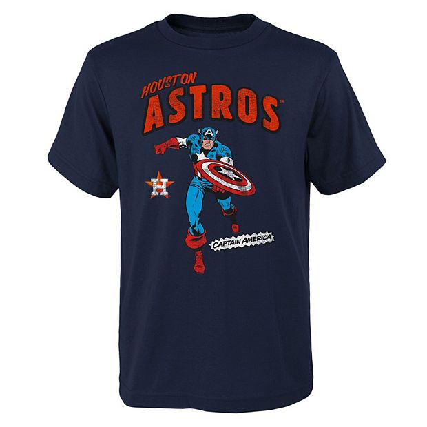 Youth Houston Astros Navy Team Captain America Marvel Shirt