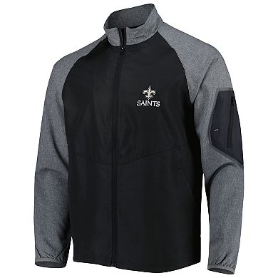 Men's Dunbrooke Black New Orleans Saints Hurricane Raglan Full-Zip Windbreaker Jacket