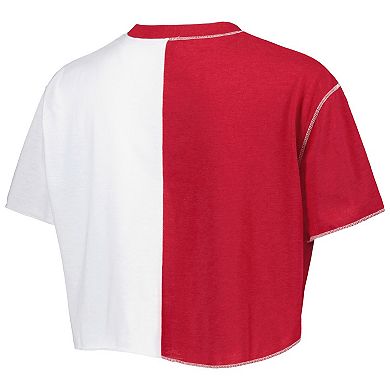 Women's ZooZatz Crimson/White Oklahoma Sooners Colorblock Cropped T-Shirt
