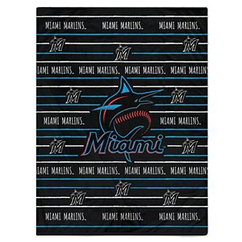 Miami Marlins 60'' x 80'' Logo Stripe Flannel Fleece Blanket