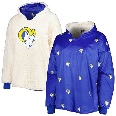 Women's FOCO Royal/White Los Angeles Rams Repeat Print Reversible Hoodeez