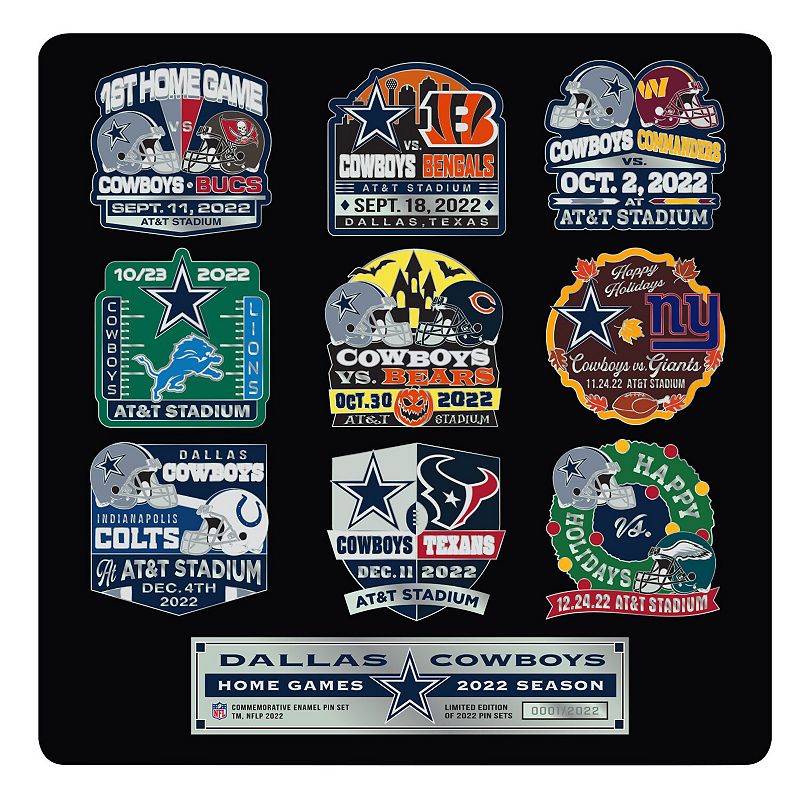 Mojo Dallas Cowboys 9-Pack Collector Pin Set, Adult Unisex, Multicolor