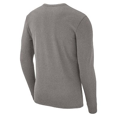 Men's Nike Heather Gray West Virginia Mountaineers Arch 2-Hit Long Sleeve T-Shirt