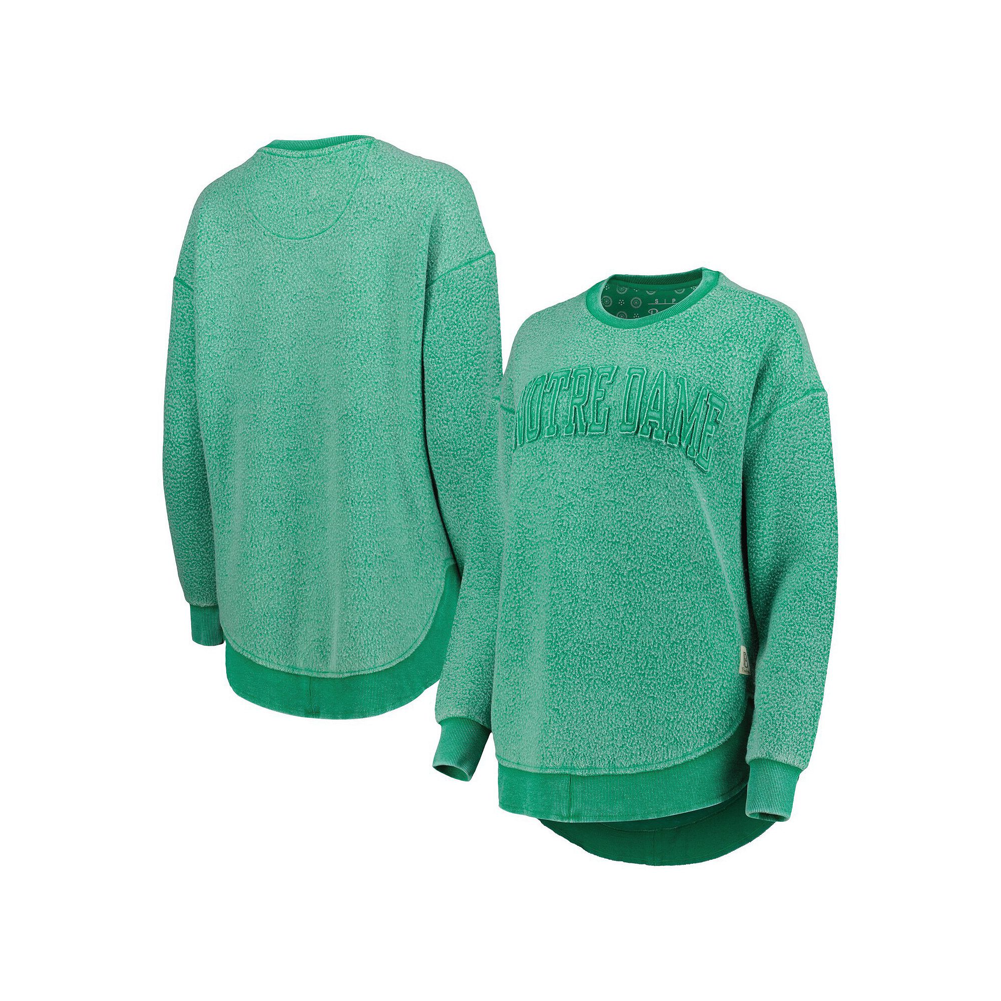 Womens Pressbox Green Notre Dame Fighting Irish Ponchoville Pullover Sweat
