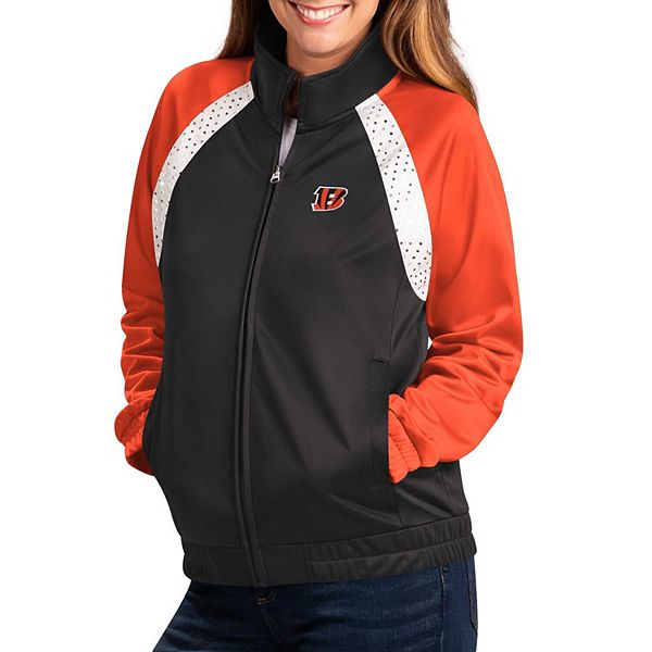 Cleveland Browns G-III 4Her by Carl Banks Women's Confetti Raglan Full-Zip  Track Jacket - Brown/Orange