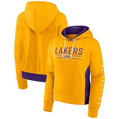 Women's Fanatics Branded Gold Los Angeles Lakers Iconic Halftime Colorblock Pullover Hoodie