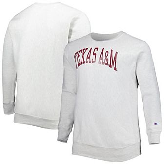 Men's Champion Heathered Gray Texas A&M Aggies Big & Tall Reverse Weave Fleece Crewneck Pullover Sweatshirt