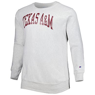 Men's Champion Heathered Gray Texas A&M Aggies Big & Tall Reverse Weave Fleece Crewneck Pullover Sweatshirt