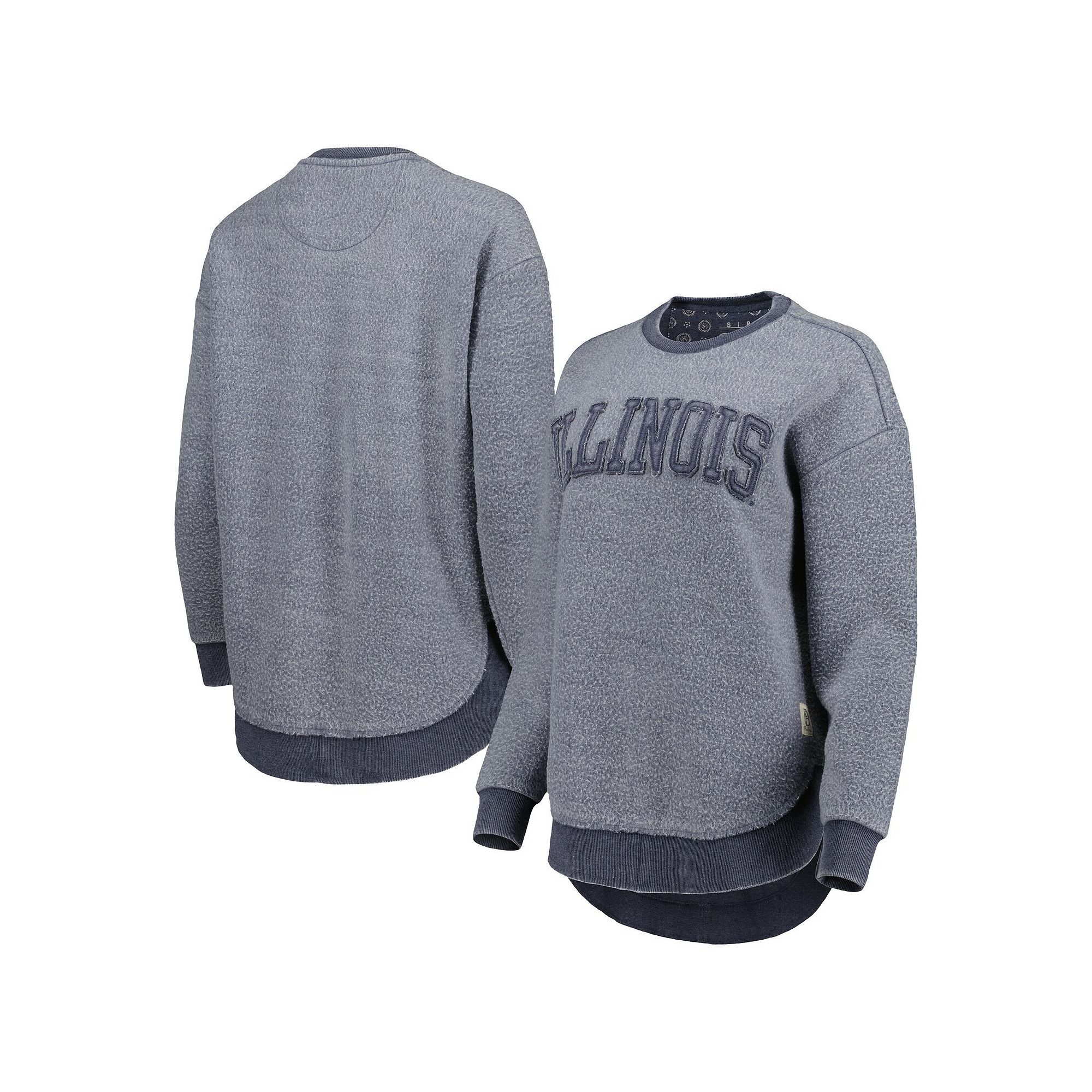 Womens Pressbox Navy Illinois Fighting Illini Ponchoville Pullover Sweatsh