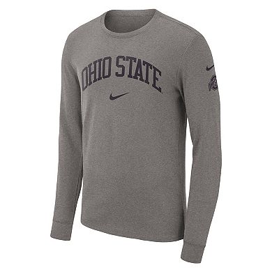 Men's Nike Heather Gray Ohio State Buckeyes Arch 2-Hit Long Sleeve T-Shirt