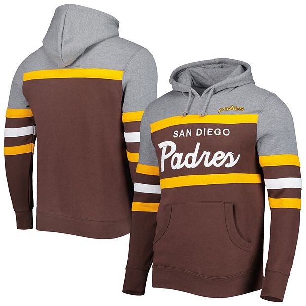 Men's Mitchell & Ness Brown San Diego Padres Head Coach Pullover Hoodie