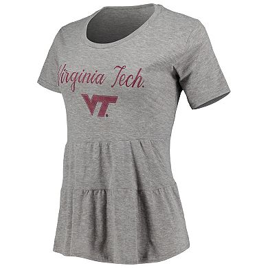Women's Gray Virginia Tech Hokies Willow Ruffle-Bottom T-Shirt