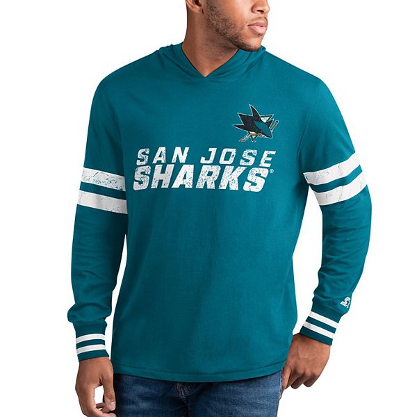 Men's Starter Teal San Jose Sharks Offense Long Sleeve Hoodie T-Shirt Size: Small