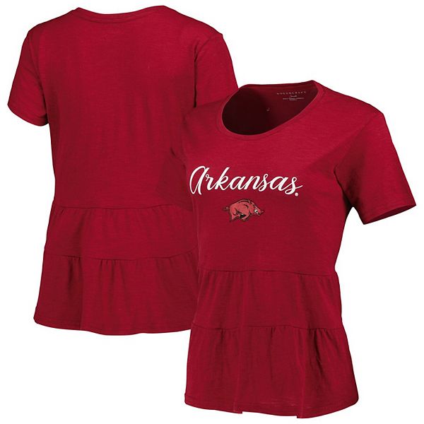 Women's Cardinal Arkansas Razorbacks Willow RuffleBottom TShirt