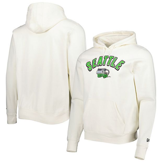 Men's New Era Cream Seattle Seahawks Sideline Chrome Pullover