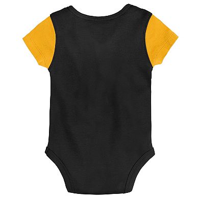 Newborn & Infant Black/Gold Iowa Hawkeyes Little Champ Bodysuit Bib & Booties Set