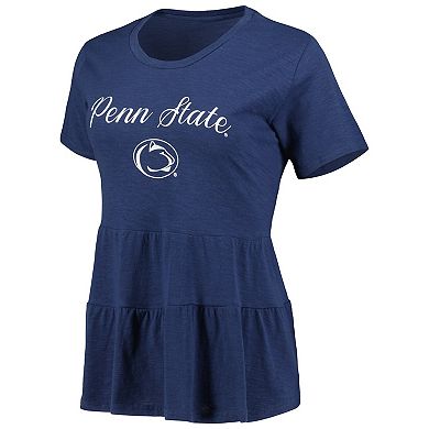 Women's Navy Penn State Nittany Lions Willow Ruffle-Bottom T-Shirt