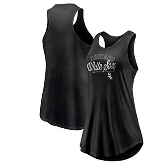 Women's Fanatics Branded Black Chicago White Sox Simplicity Swing Racerback Scoop Neck Tank Top