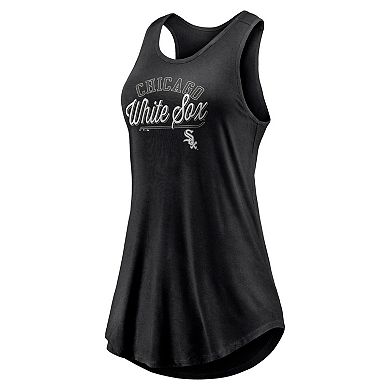 Women's Fanatics Branded Black Chicago White Sox Simplicity Swing Racerback Scoop Neck Tank Top