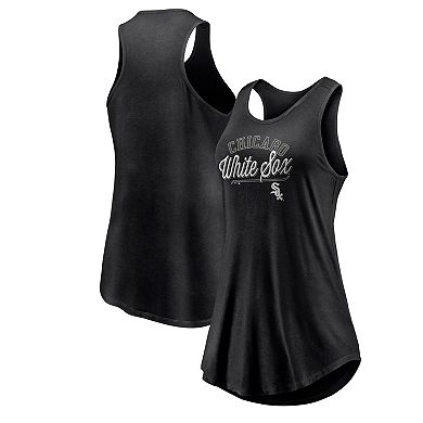 Women's Fanatics Branded Black Chicago White Sox Simplicity Swing Racerback Scoop Neck Tank Top