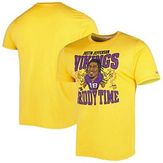 Men's Homage Justin Jefferson Gold Minnesota Vikings Caricature Player Tri-Blend T-Shirt