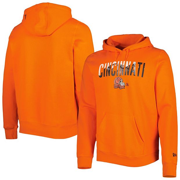 Men's New Era Orange Cincinnati Bengals Ink Dye Pullover Hoodie