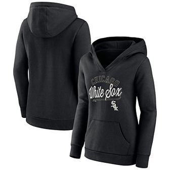 Women's Fanatics Branded Black Chicago White Sox Simplicity Crossover V-Neck Pullover Hoodie