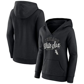 Women's Fanatics Branded Black Chicago White Sox Simplicity Crossover V-Neck Pullover Hoodie