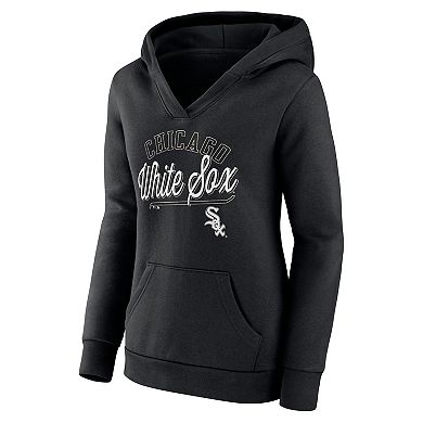 Women's Fanatics Branded Black Chicago White Sox Simplicity Crossover V-Neck Pullover Hoodie
